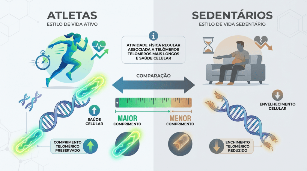telômeros e exercício físico: Comparacao de atletas vs sedentarios